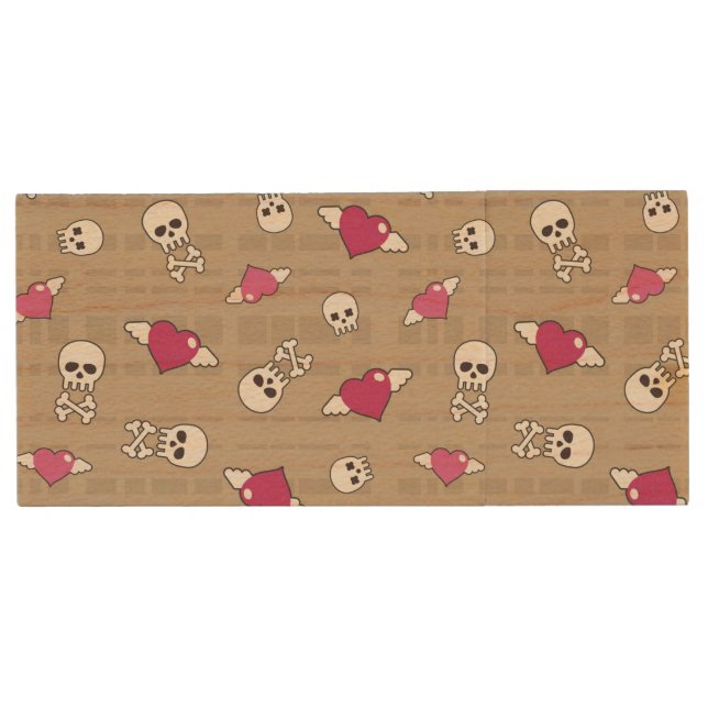 Skulls Wood USB Flash Drive (Front)