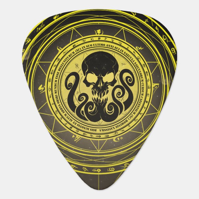 Skullthulhu Fearfull Yellow Guitar Pick (Front)