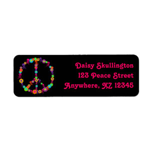 Skully Flower Power Peace Label