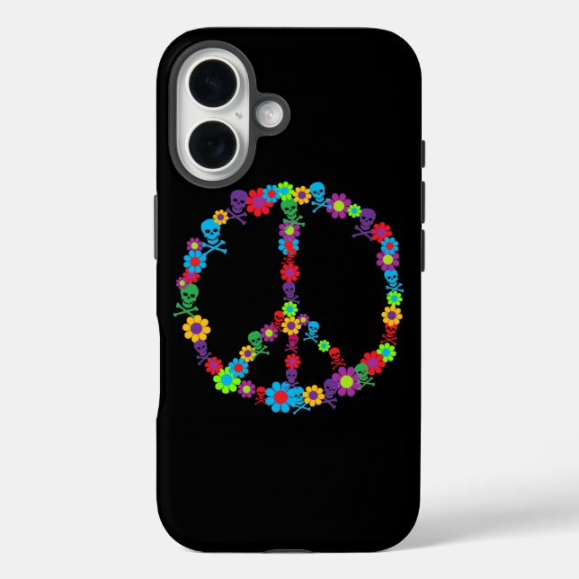 Skully Flower Power Peace Sign Case-Mate iPhone Case (Back)