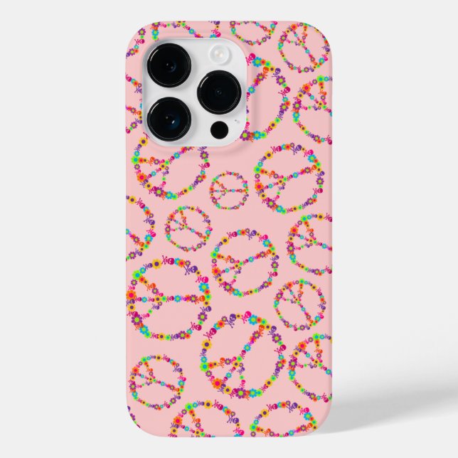 Skully Flower Power Peace Sign Case-Mate iPhone Case (Back)