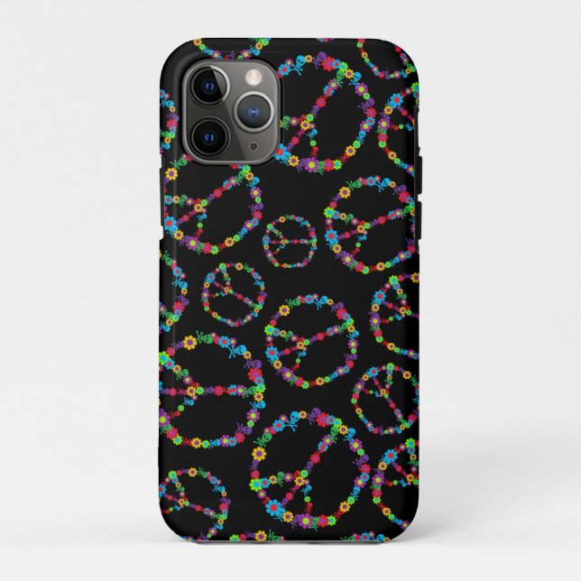 Skully Flower Power Peace Sign Case-Mate iPhone Case (Back)