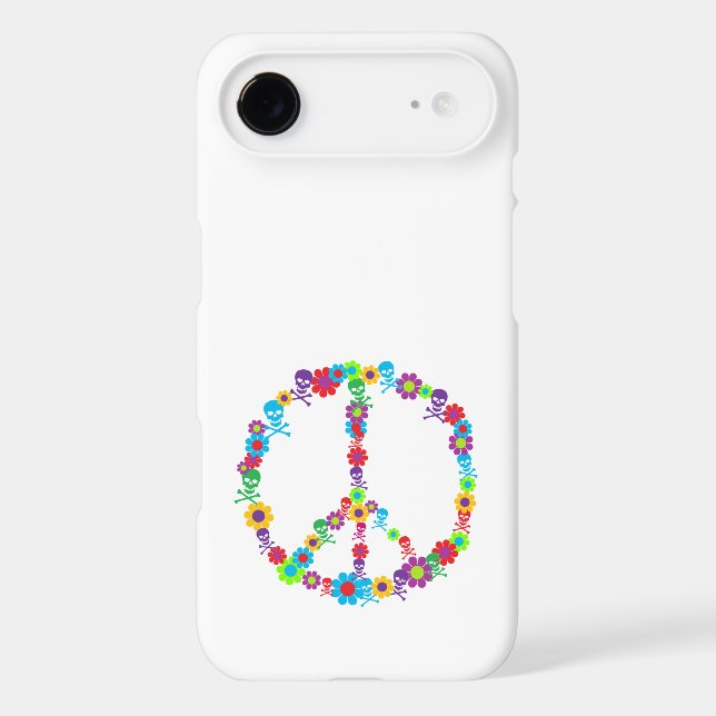 Skully Flower Power Peace Sign iPhone Case (Back)