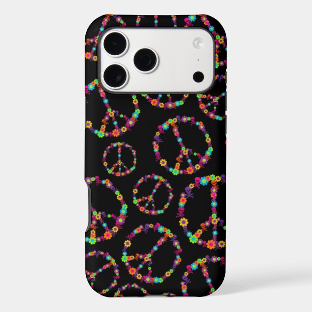 Skully Flower Power Peace Sign iPhone Case (Back)