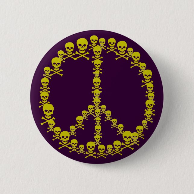 Skully Peace Sign Button (Front)