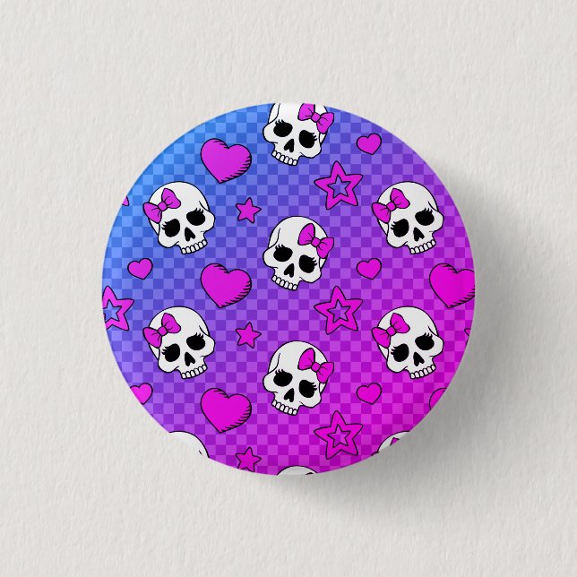 Skully Pop Kawaii Button (Front)