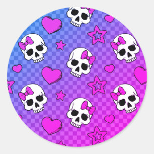 Skully Pop Kawaii Classic Round Sticker