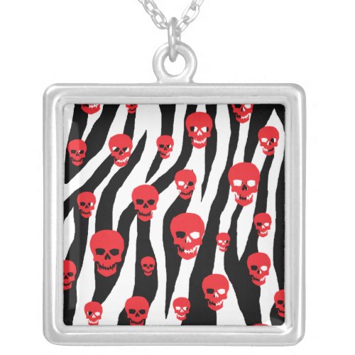 Skully Pop Zebra Silver Plated Necklace