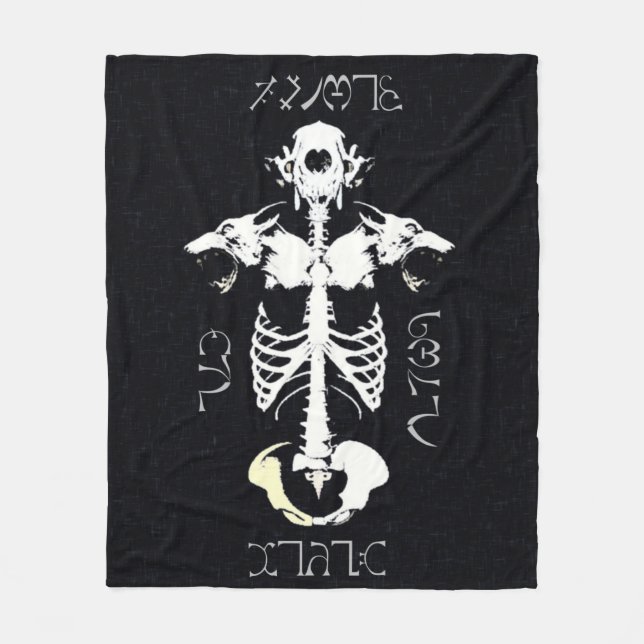 Skully Skull Werewolf Tribal Grunge Art Fleece Blanket (Front)