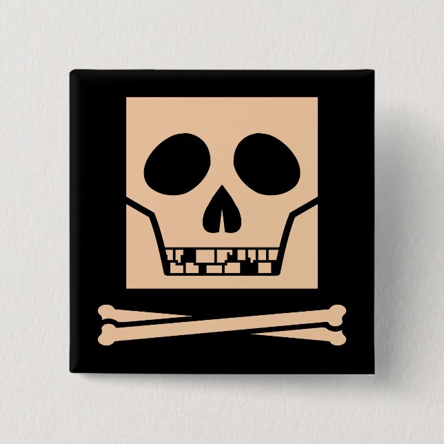 Skully Square Pinback Button (Front)