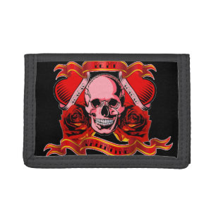 Skully Valentine Tattoo Tri-fold Wallet