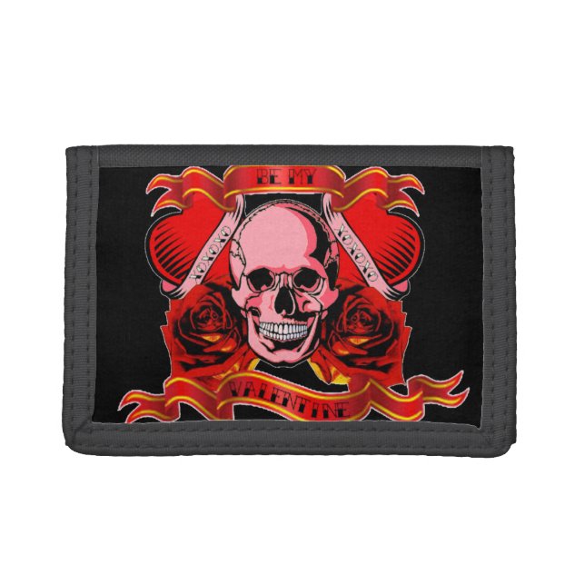 Skully Valentine Tattoo Trifold Wallet (Front)
