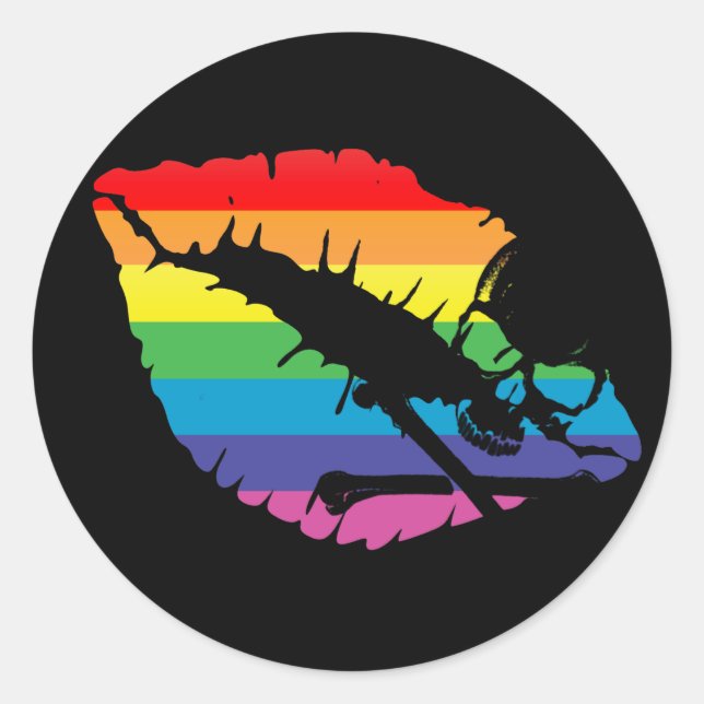 skullz and lips. classic round sticker (Front)