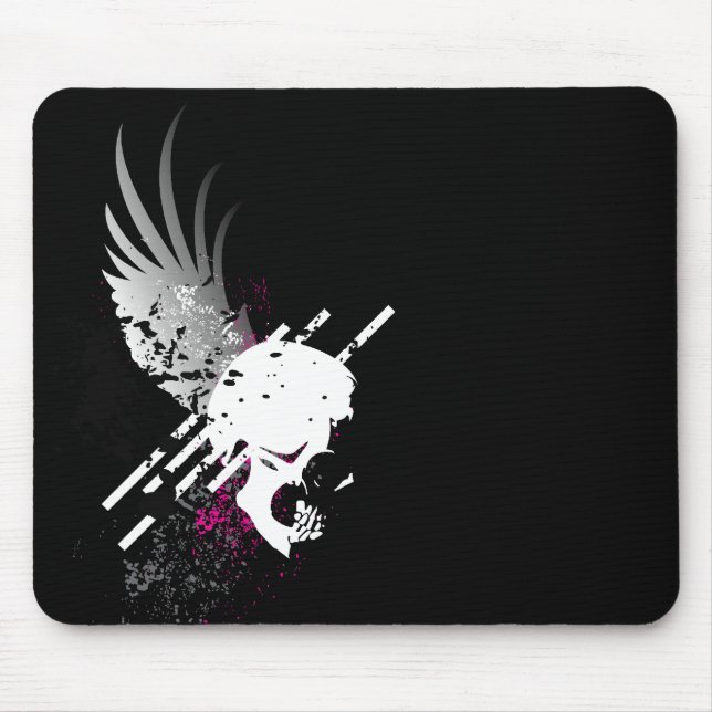 skullz. down winged. mouse pad (Front)