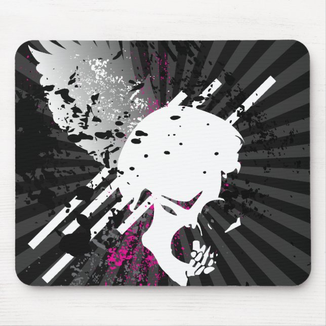 skullz. down winged. mouse pad (Front)