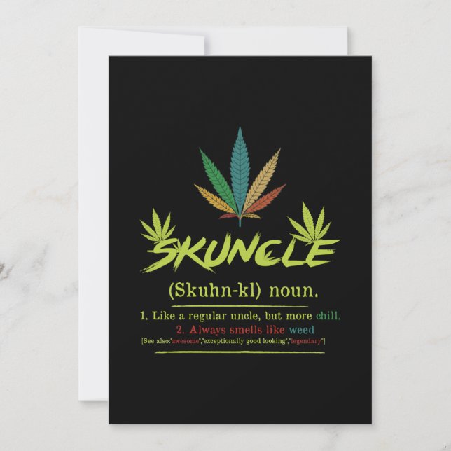 Skuncle Definition Weed Smoking Uncle Funny Stoner Invitation (Front)