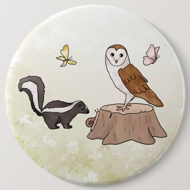 Skunk and Eule Button (Front)