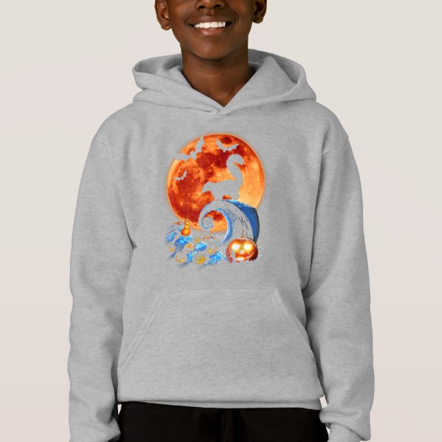 Skunk And Moon Halloween Silhouette Costume Hoodie (Front)