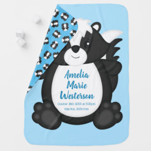 Skunk Baby Shower Blue Baby Blanket