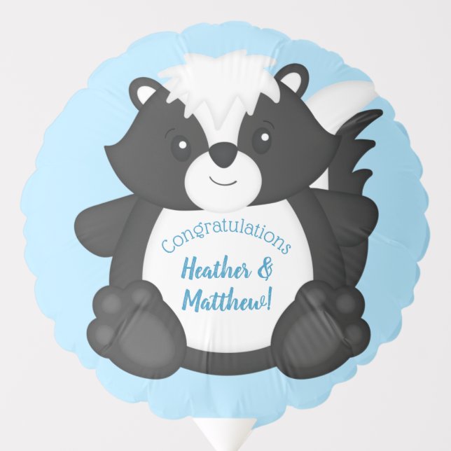 Skunk Baby Shower Blue Balloon (Front)