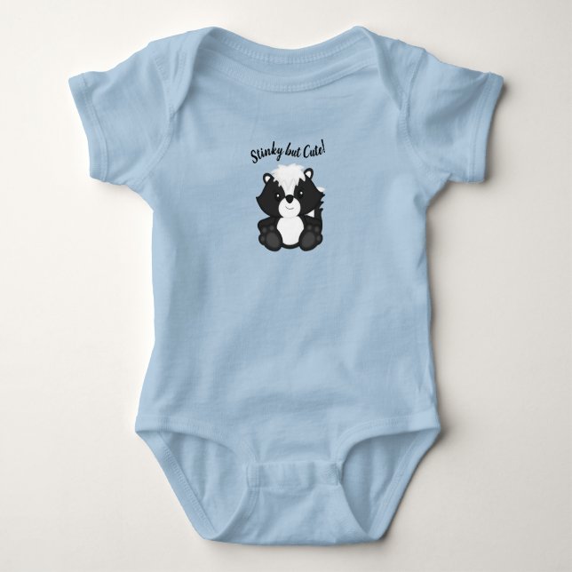 Skunk Baby Shower Blue Bodysuit (Front)