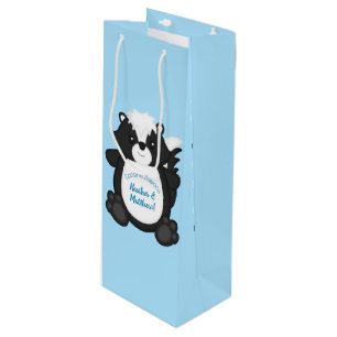 Skunk Baby Shower Blue Wine Gift Bag
