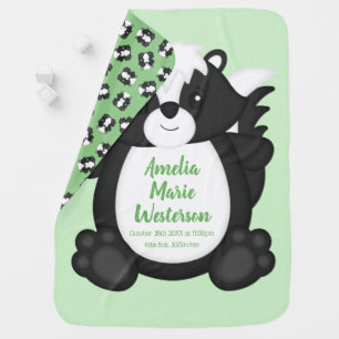 Skunk Baby Shower Green Blanket