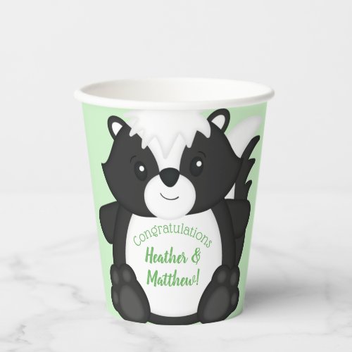 Skunk Baby Shower Green Paper Cups