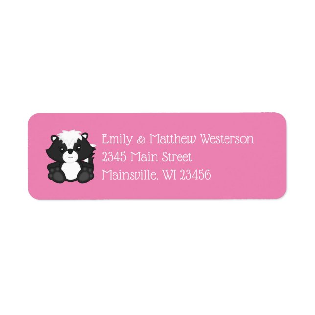 Skunk Baby Shower Pink Label (Front)