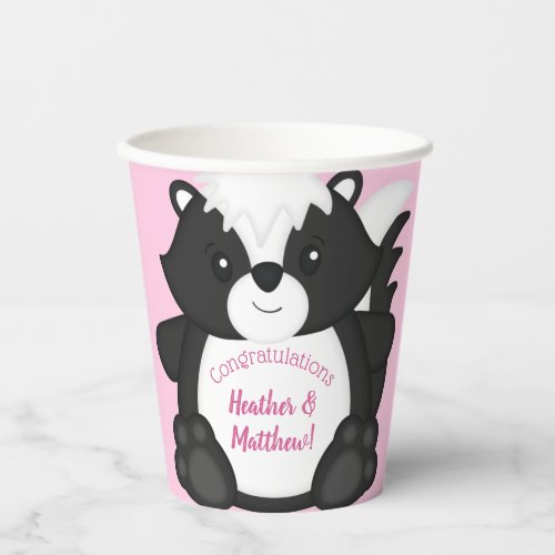 Skunk Baby Shower Pink Paper Cups