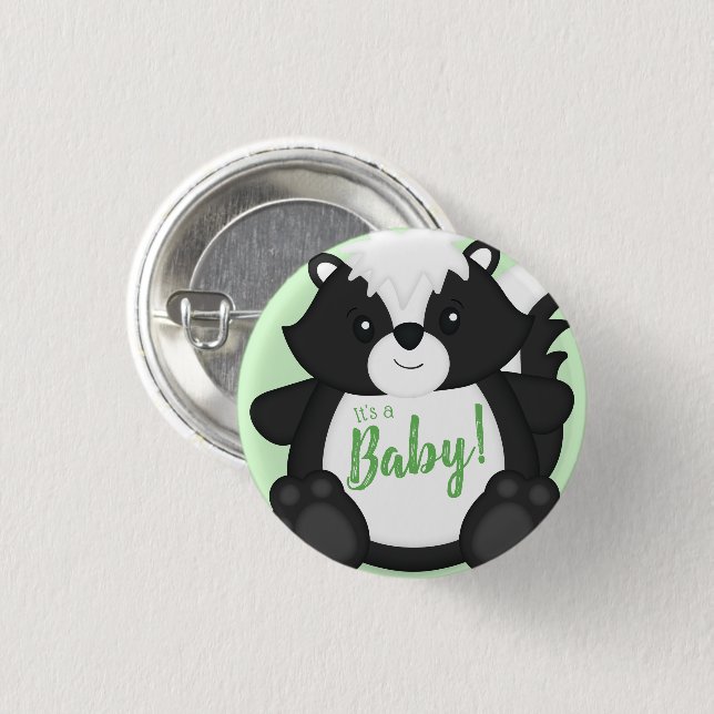 Skunk Baby Shower Woodland Animals Button (Front & Back)