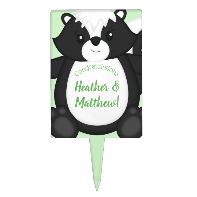 Skunk Baby Shower Woodland Animals Cake Topper (Front)