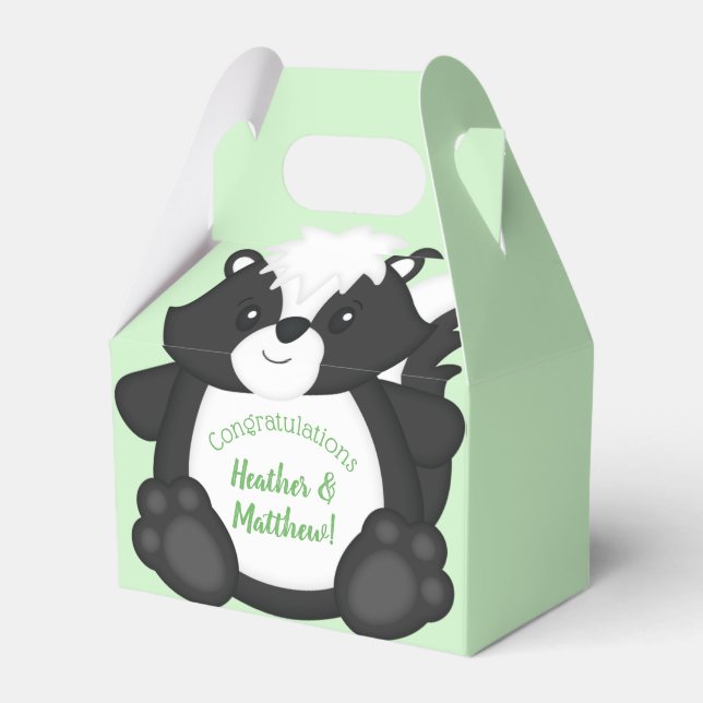 Skunk Baby Shower Woodland Animals Favor Boxes (Front Side)