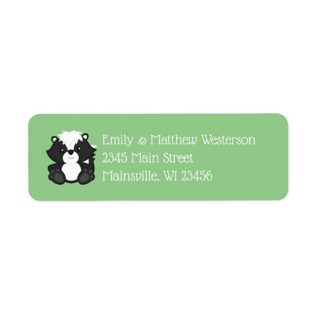 Skunk Baby Shower Woodland Animals Label (Front)
