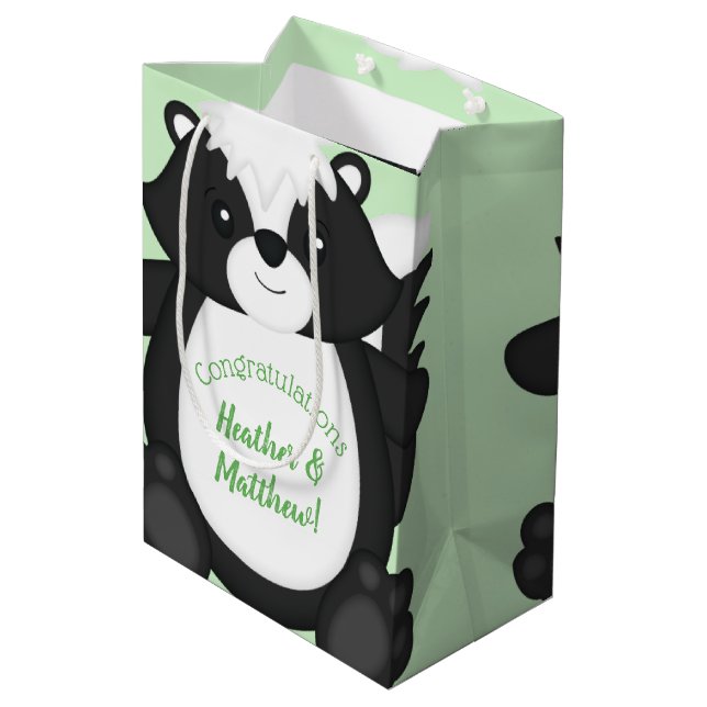 Skunk Baby Shower Woodland Animals Medium Gift Bag (Back Angled)