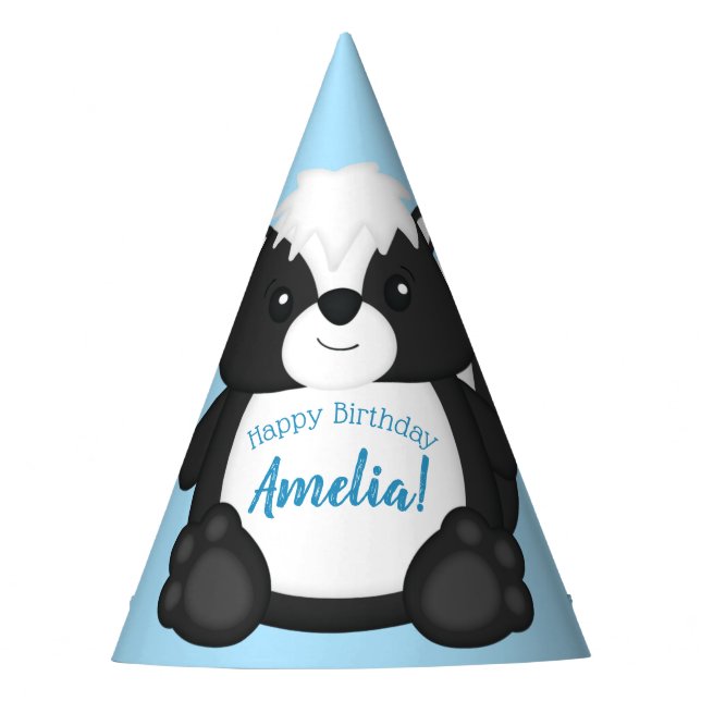 Skunk Birthday Party Blue Hat (Front)