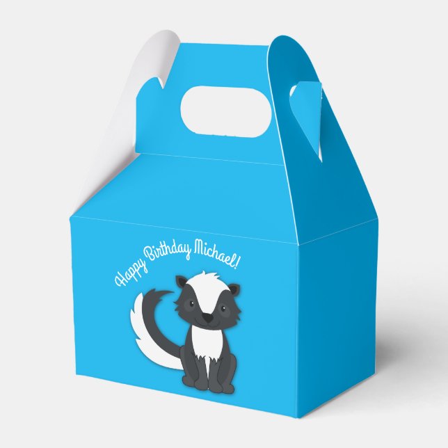 Skunk Birthday Party Kids Favor Boxes (Back Side)