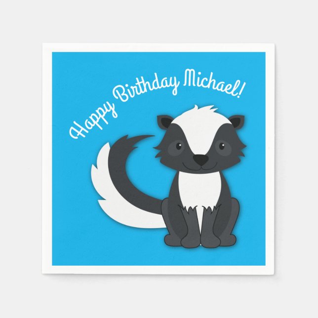 Skunk Birthday Party Kids Napkins (Front)