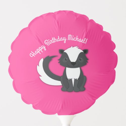 Skunk Birthday Party Kids Pink Balloon