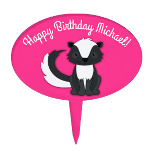 Skunk Birthday Party Kids Pink Cake Topper