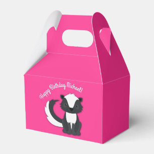 Skunk Birthday Party Kids Pink Favor Box