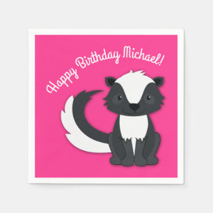 Skunk Birthday Party Kids Pink Napkins