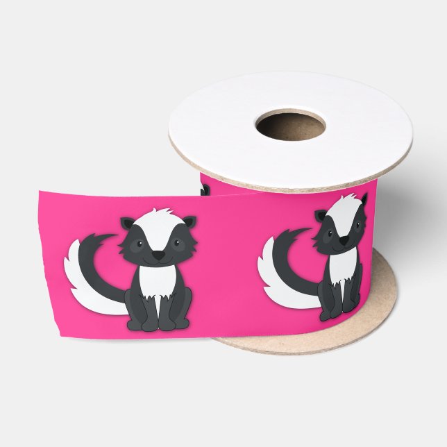 Skunk Birthday Party Kids Pink Satin Ribbon (Spool)