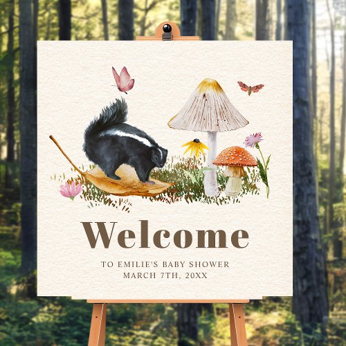 Skunk Butterflies Mushroom Woodland Baby Shower Foam Board