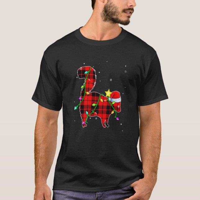 Skunk Christmas Santa Hat Xmas Lights Holidays T-Shirt (Front)