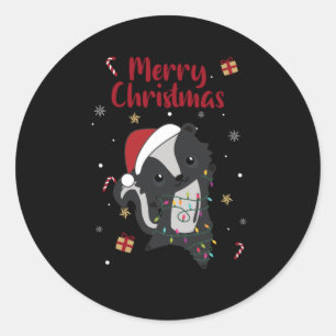 Skunk Christmas Skunks Winter Animals Classic Round Sticker