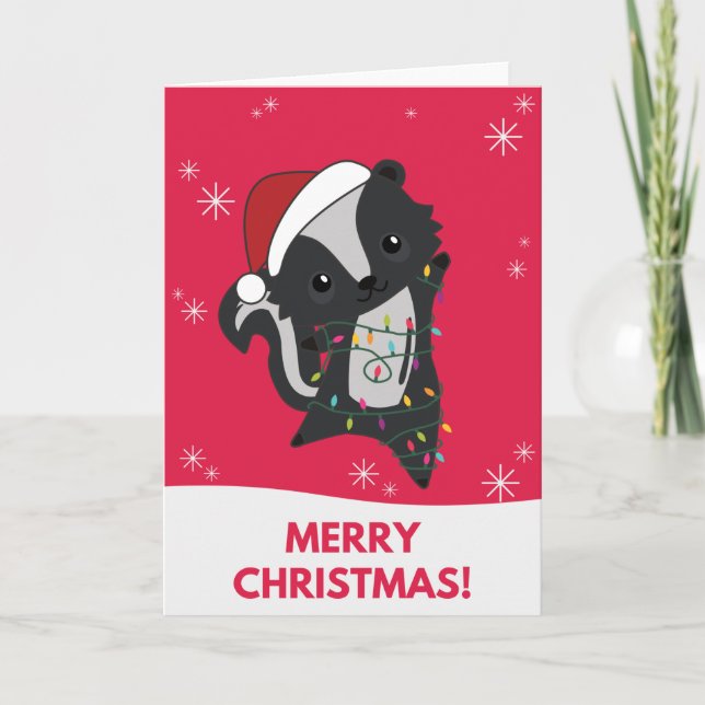 Skunk Christmas Skunks Winter Animals Holiday Card (Front)