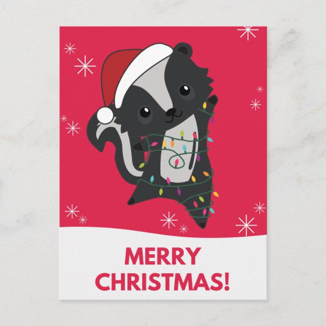 Skunk Christmas Skunks Winter Animals Holiday Post Postcard (Front)
