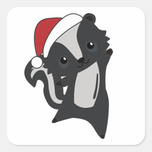 Skunk Christmas Skunks Winter Animals Square Sticker (Front)