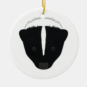 Skunk Face Ceramic Ornament